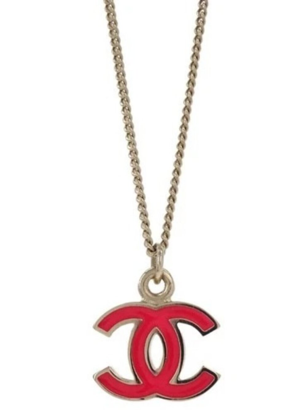 Chanel Gold Pink CC Pendant Necklace 04A 168158